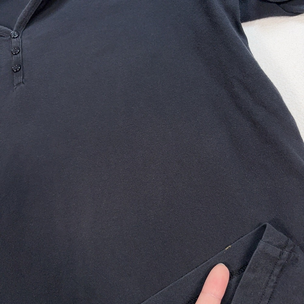 American Apparel Henley Shirt Men's XL Black 100% Combed Cotton *HOLE* - Picture 13 of 16